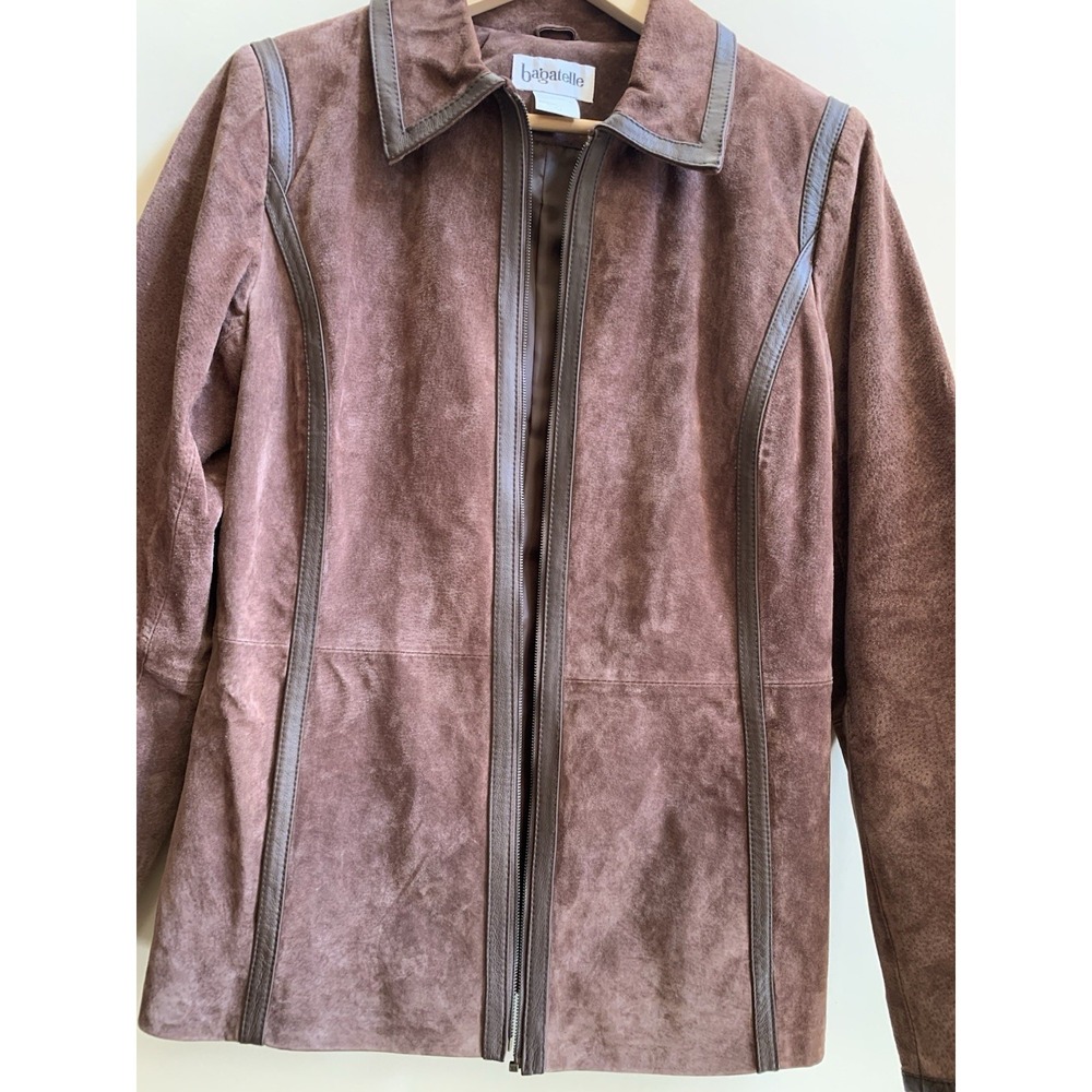 Mens Small Bagatelle Vintage Leather Zip Up Jacket  (ZIPPER BROKEN) russet brown - Picture 6 of 16
